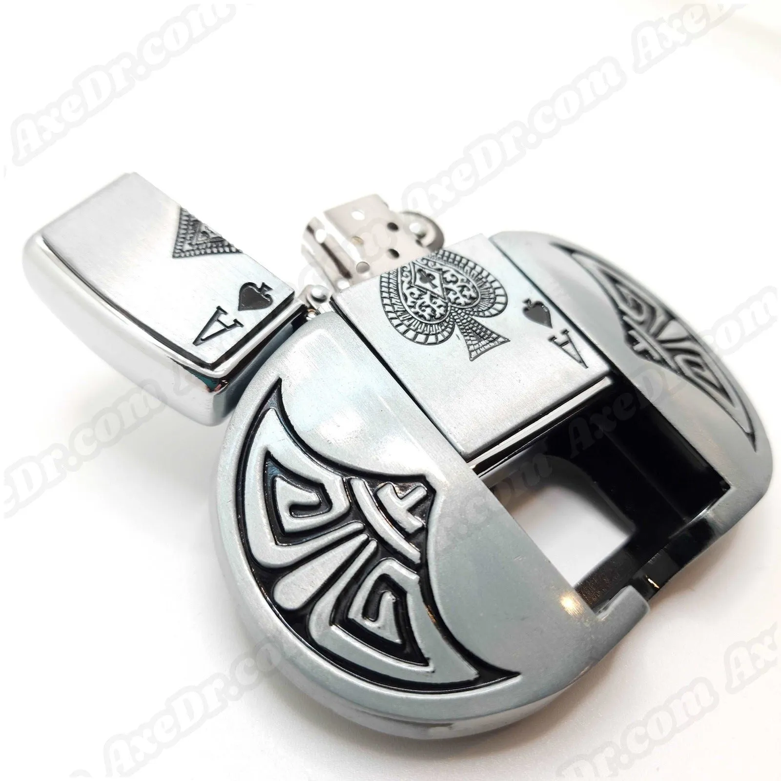 Ace of Spades Lighter Belt Buckle with 100% Vegan Leather Belt