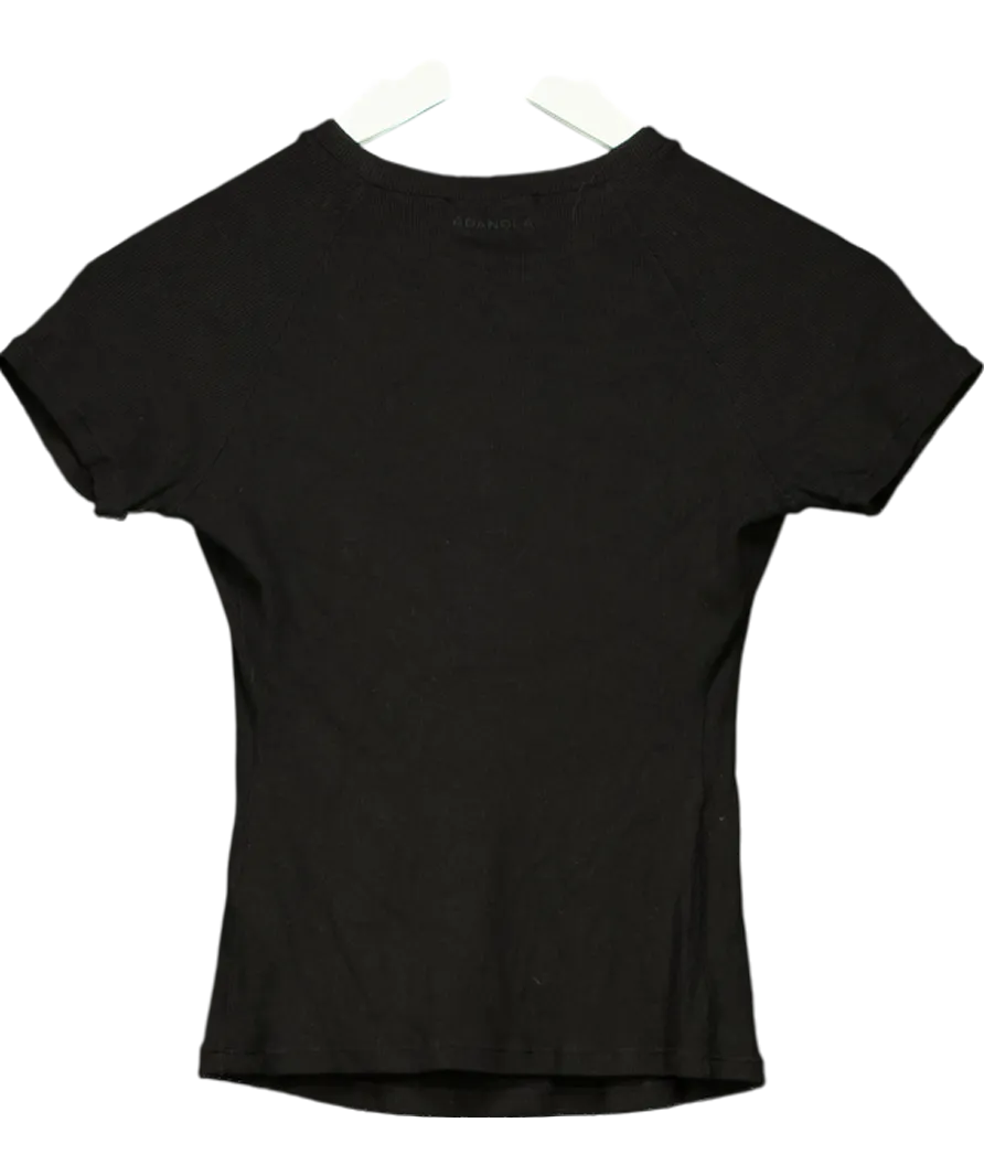 Adanola Black Rib Raglan Short Sleeve Top UK 8