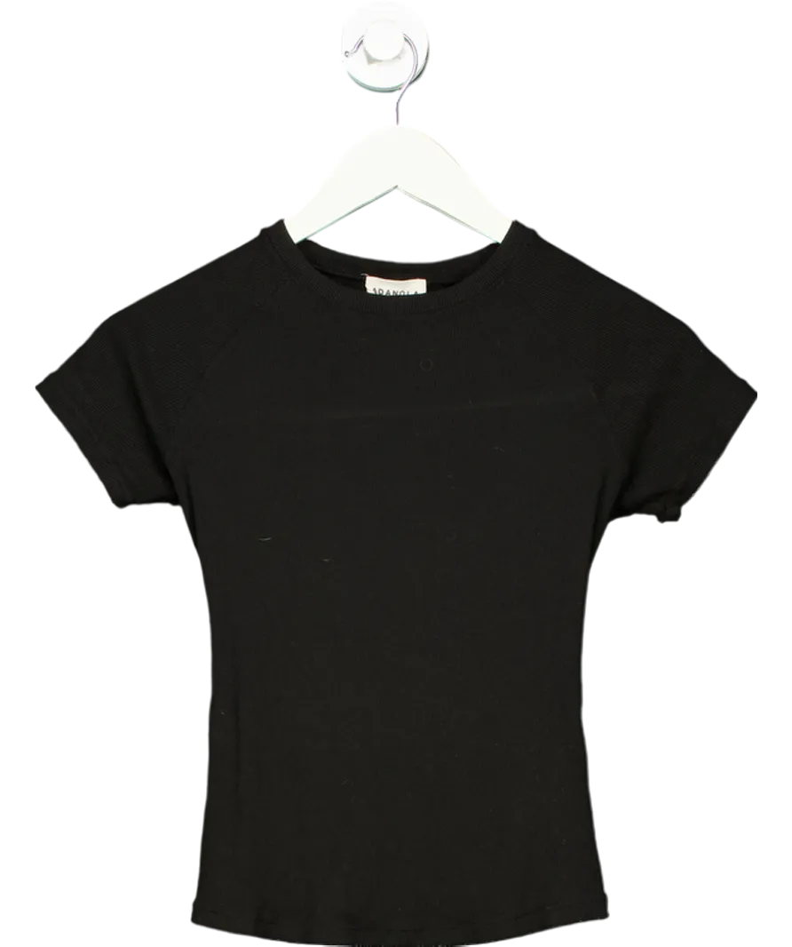 Adanola Black Rib Raglan Short Sleeve Top UK 8