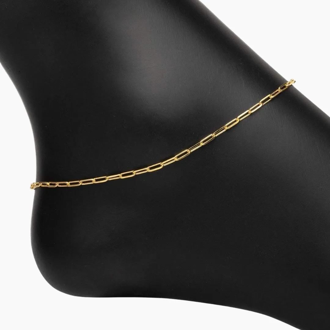 Adjustable Graffetta Paperclip Anklet (Gold)