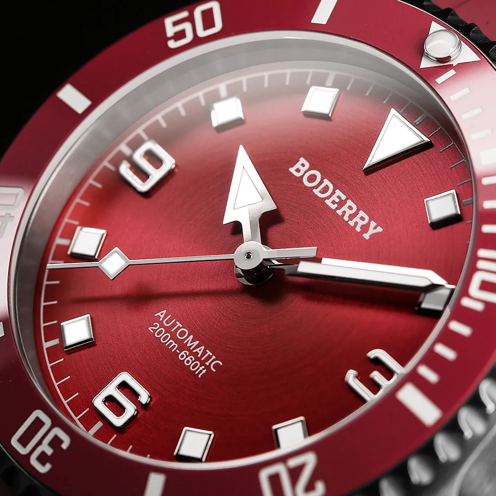 ADMIRAL 3-Hand No-Date - 200M Waterproof Titanium Automatic Diver Watch | Coral Red(Ceramic Bezel)