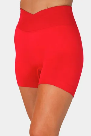 Aero V-Band Scrunch Shorts - Ruby Red