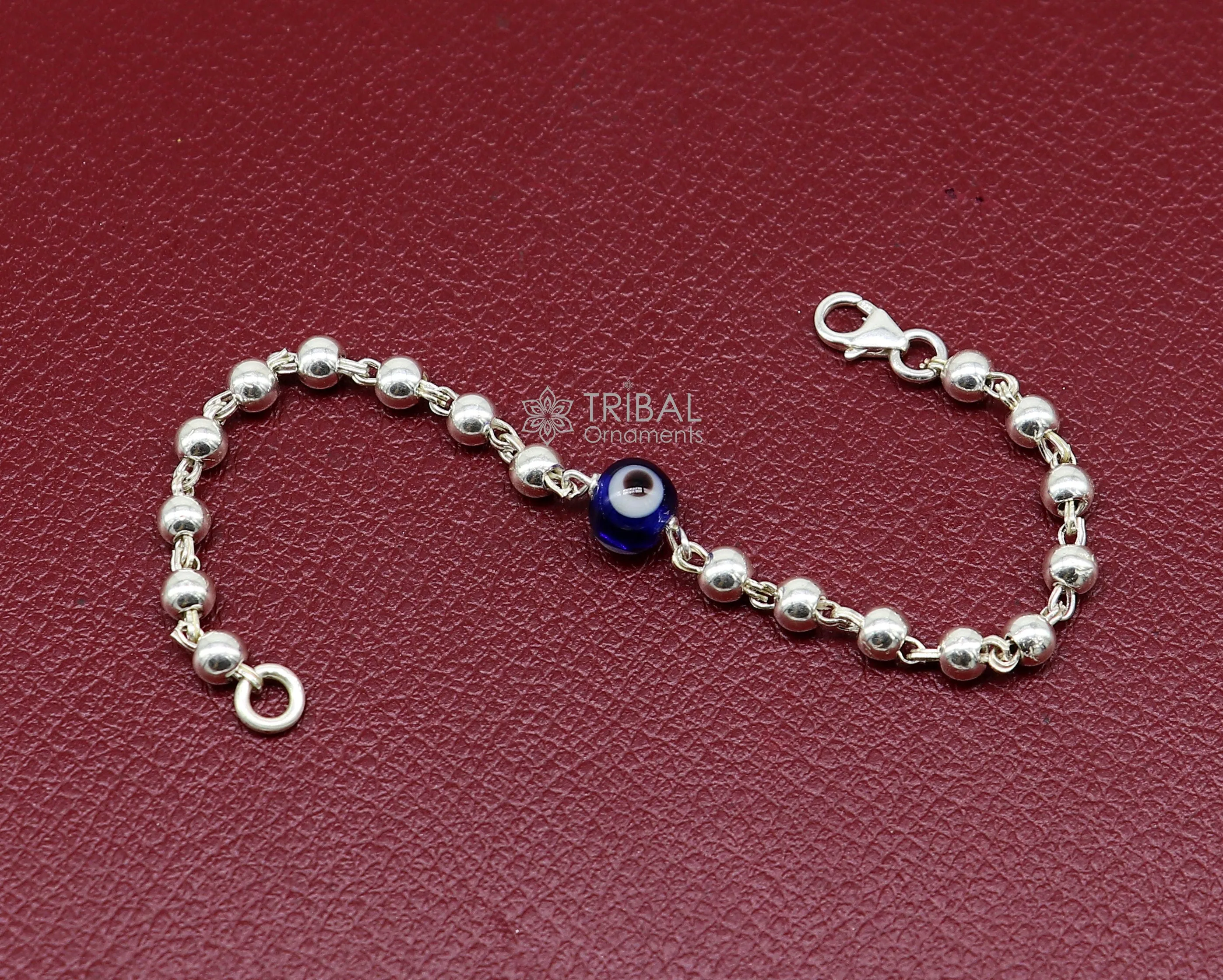 All sizes evil eye with 925 sterling silver beaded bracelet or anklet for girls and kids/your baby, silver Nazariya/nazarbattu bbr502