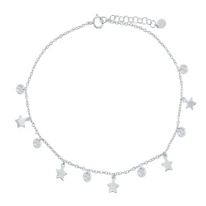 Alternating Star and Sparkle Drop Anklet