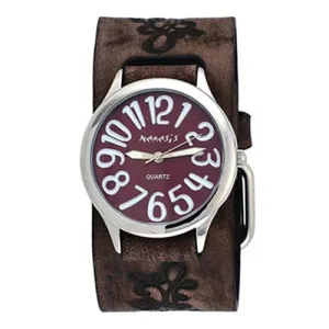 Always Summer Ladies Brown Watch with Floral Distressed Dark Brown Leather Cuff BVFB108B