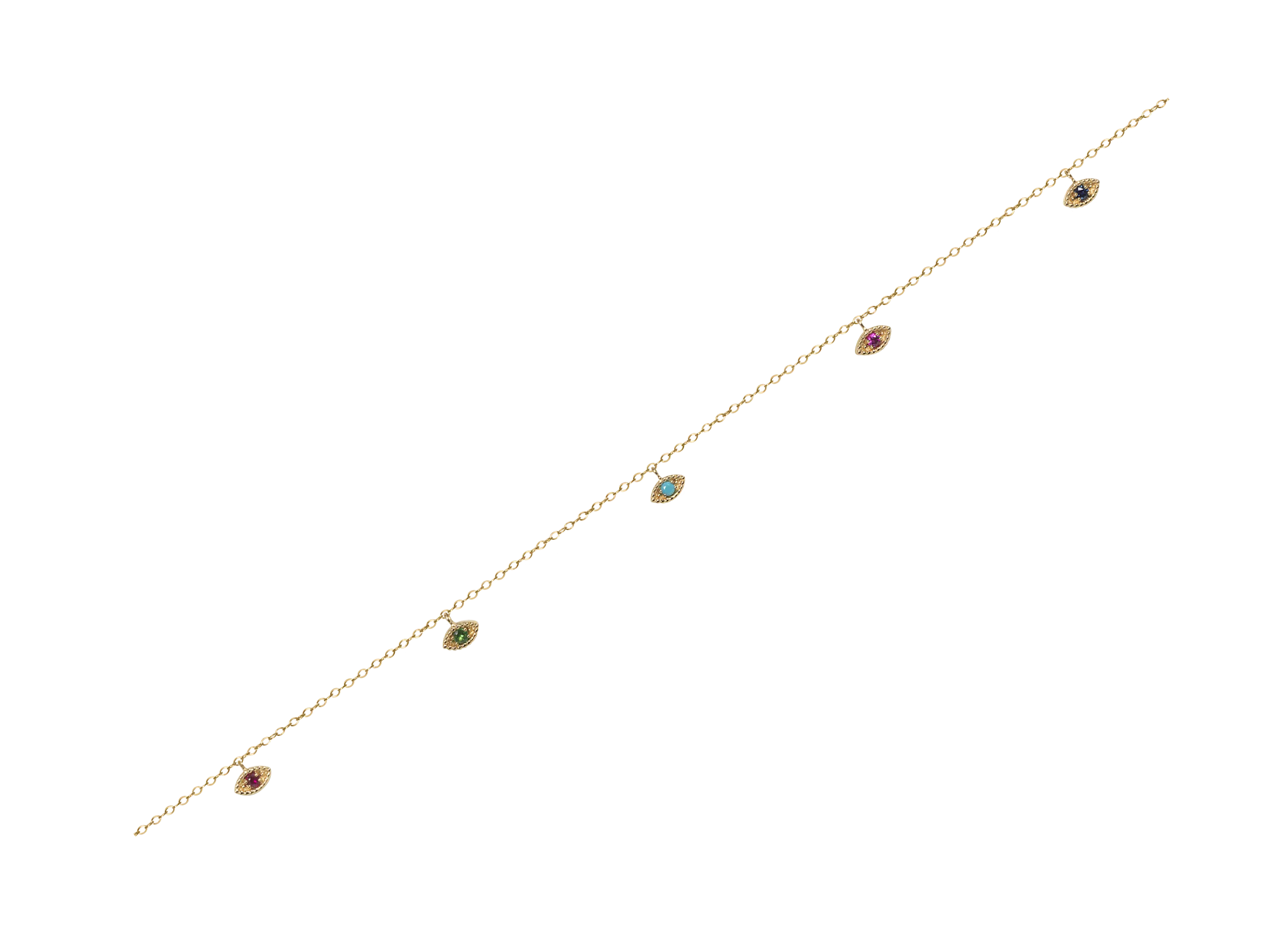 And Paris Bracelet de Cheville 5 Oeil Multi en Or Jaune