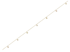 And Paris Bracelet de Cheville 7 Saphirs Blancs en Or Jaune