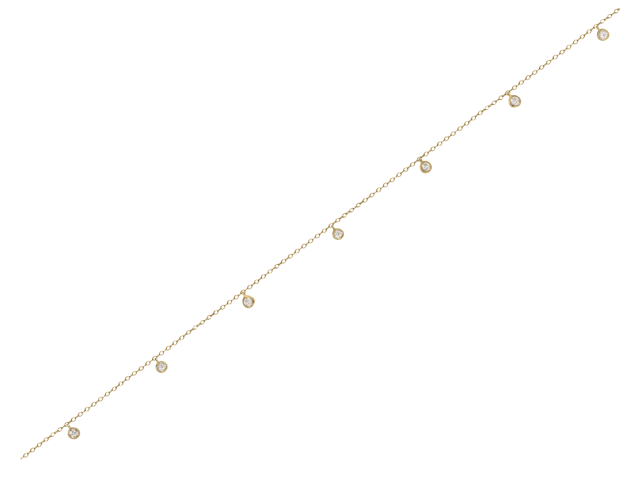 And Paris Bracelet de Cheville 7 Saphirs Blancs en Or Jaune