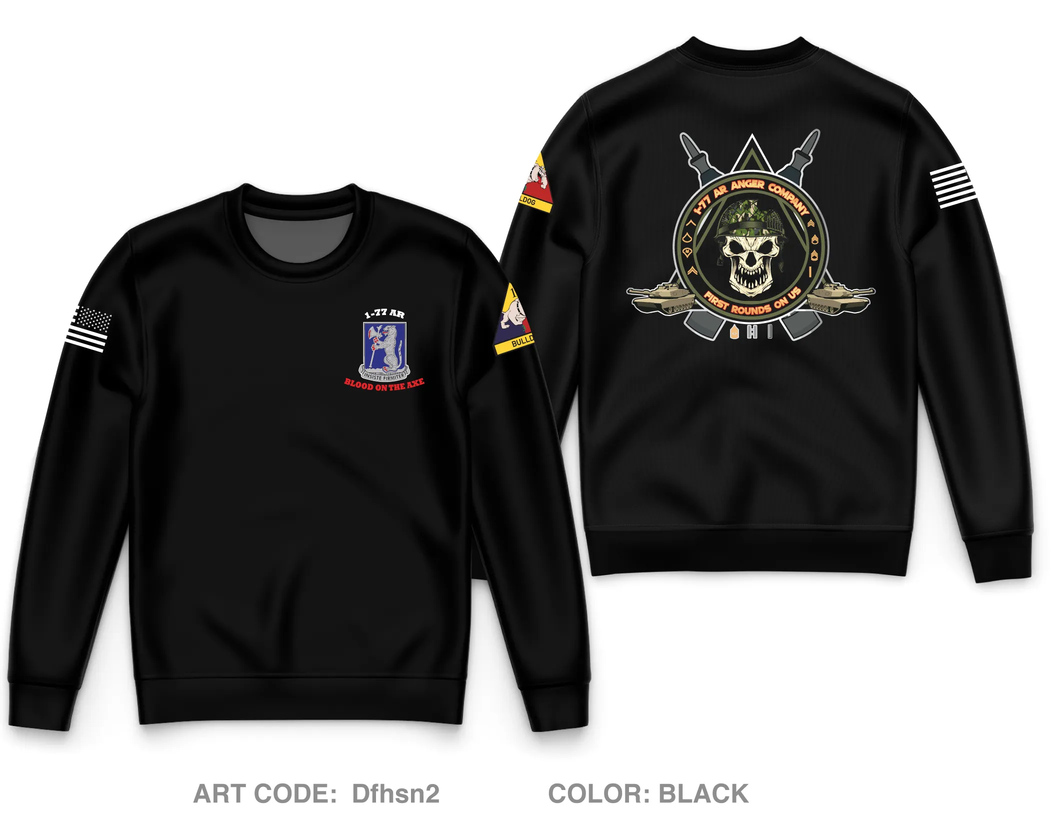 Anger Co, 1-77 AR - Unit Gear Core Men's Crewneck Performance Sweatshirt - Dfhsn2