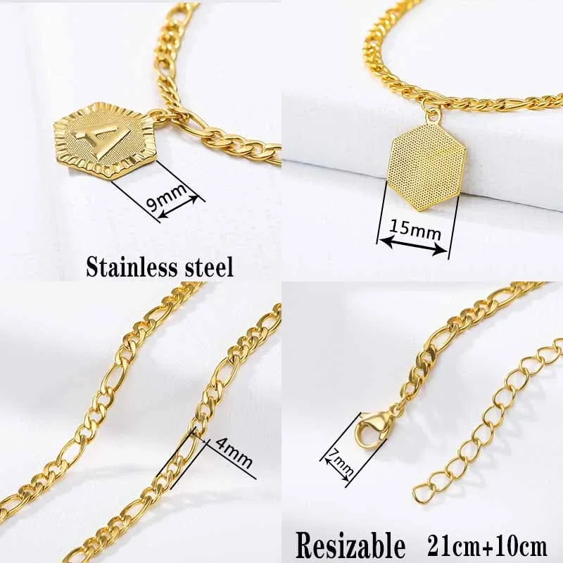 Ankle Bracelet for Women With Gold Initials Stainless Steel