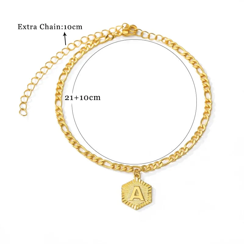 Ankle Bracelet for Women With Gold Initials Stainless Steel