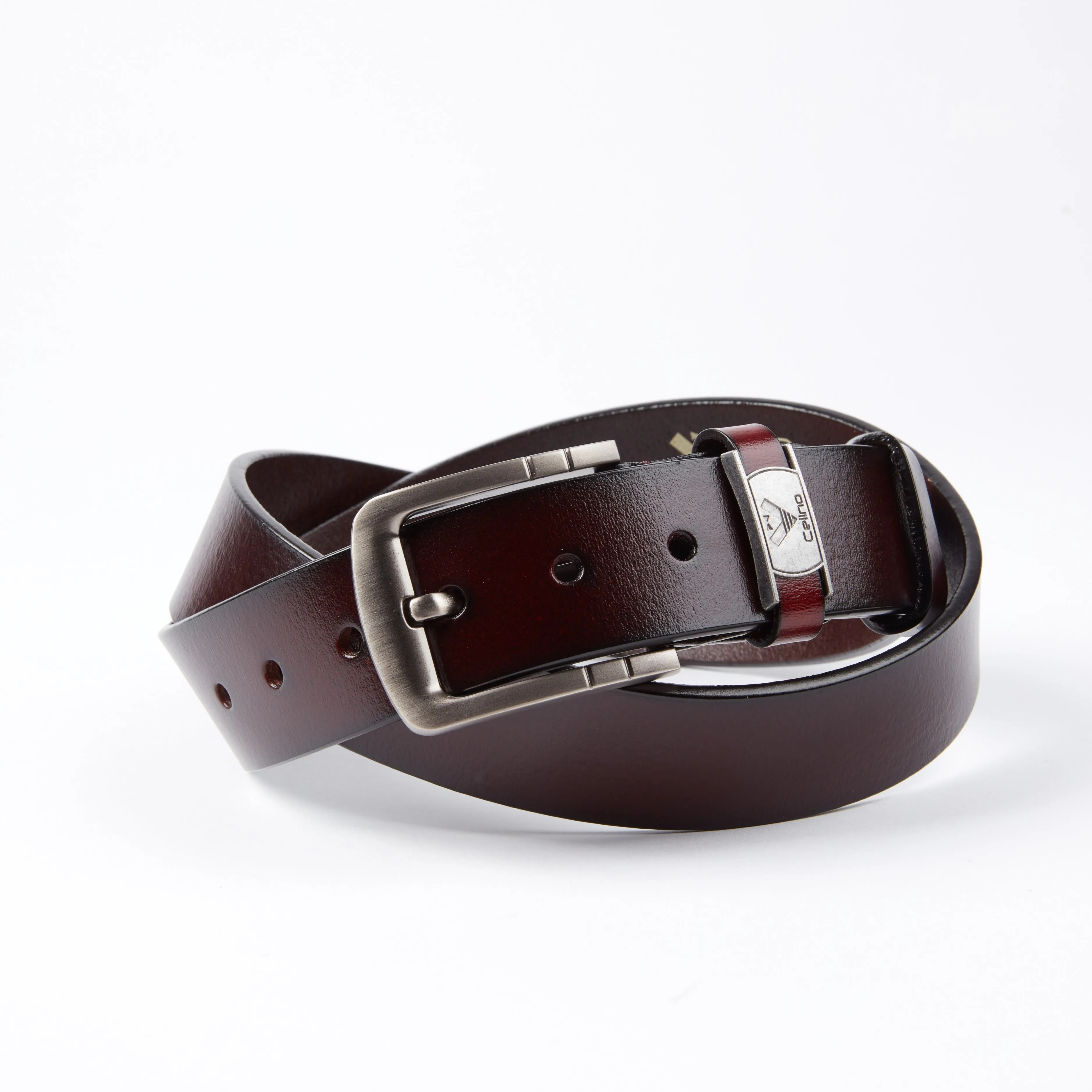Anti Scratch Mens Stainless Steel Designer Buckle Belt - Perfect Leather Dress Belt