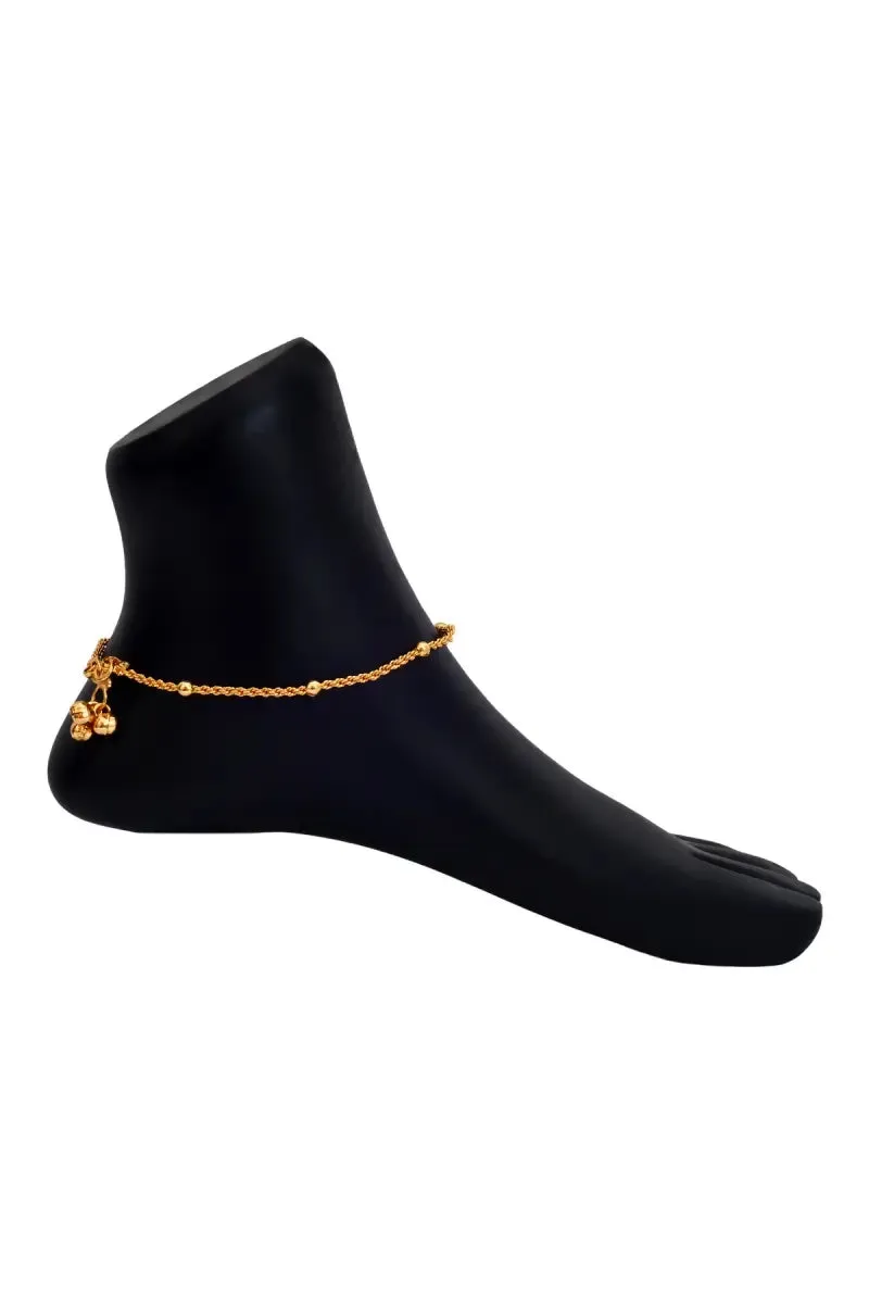 Antique Delicate Gold Plated Anklets for Women (Gold,10 Inch,1)