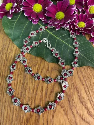 Antique German Oxidised Silver Anklets Hamsa  beads Payal Silver Plating Pazeb Foot Jewellery