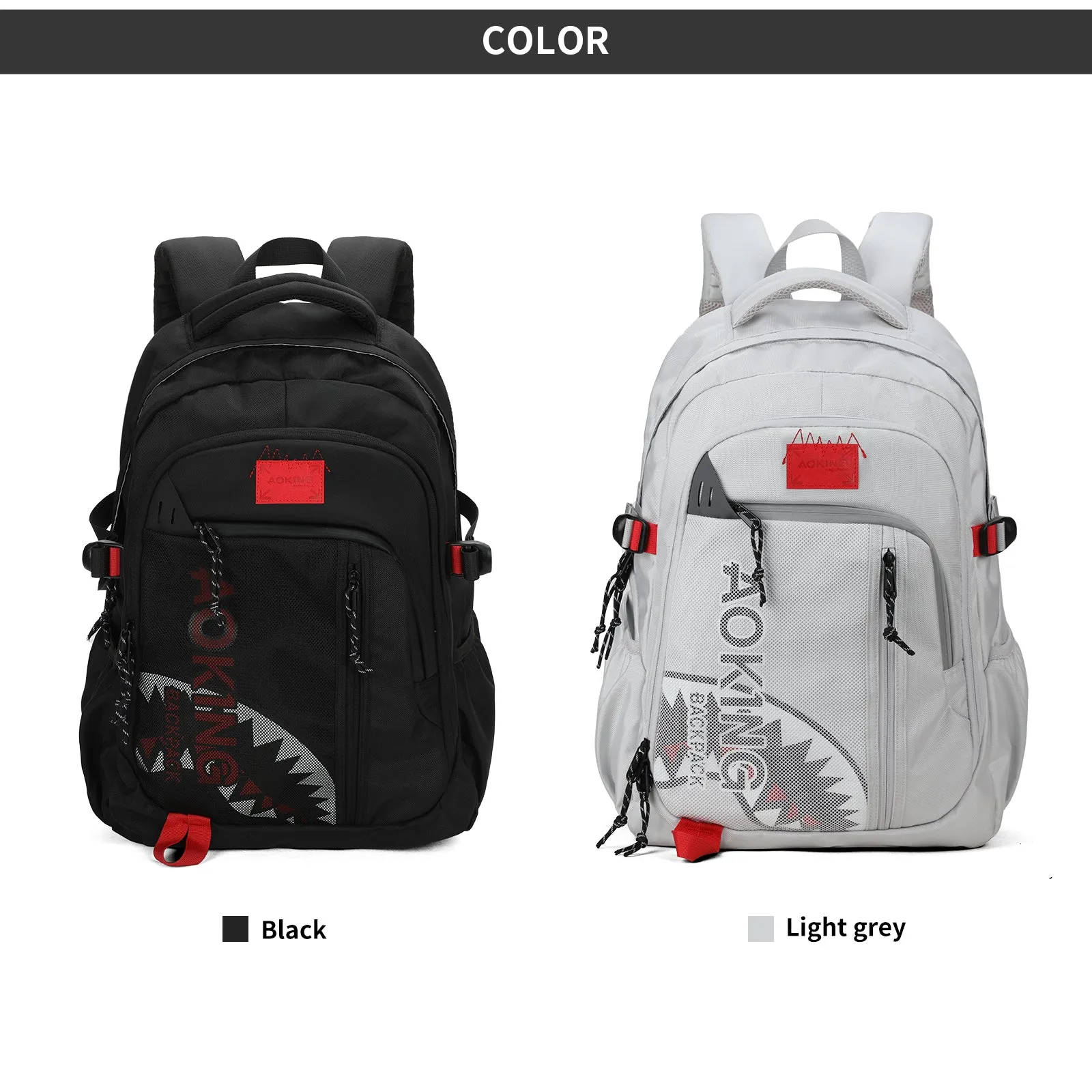 Aoking Backpack Big Shark Casual Backpack Student Bag XN3358