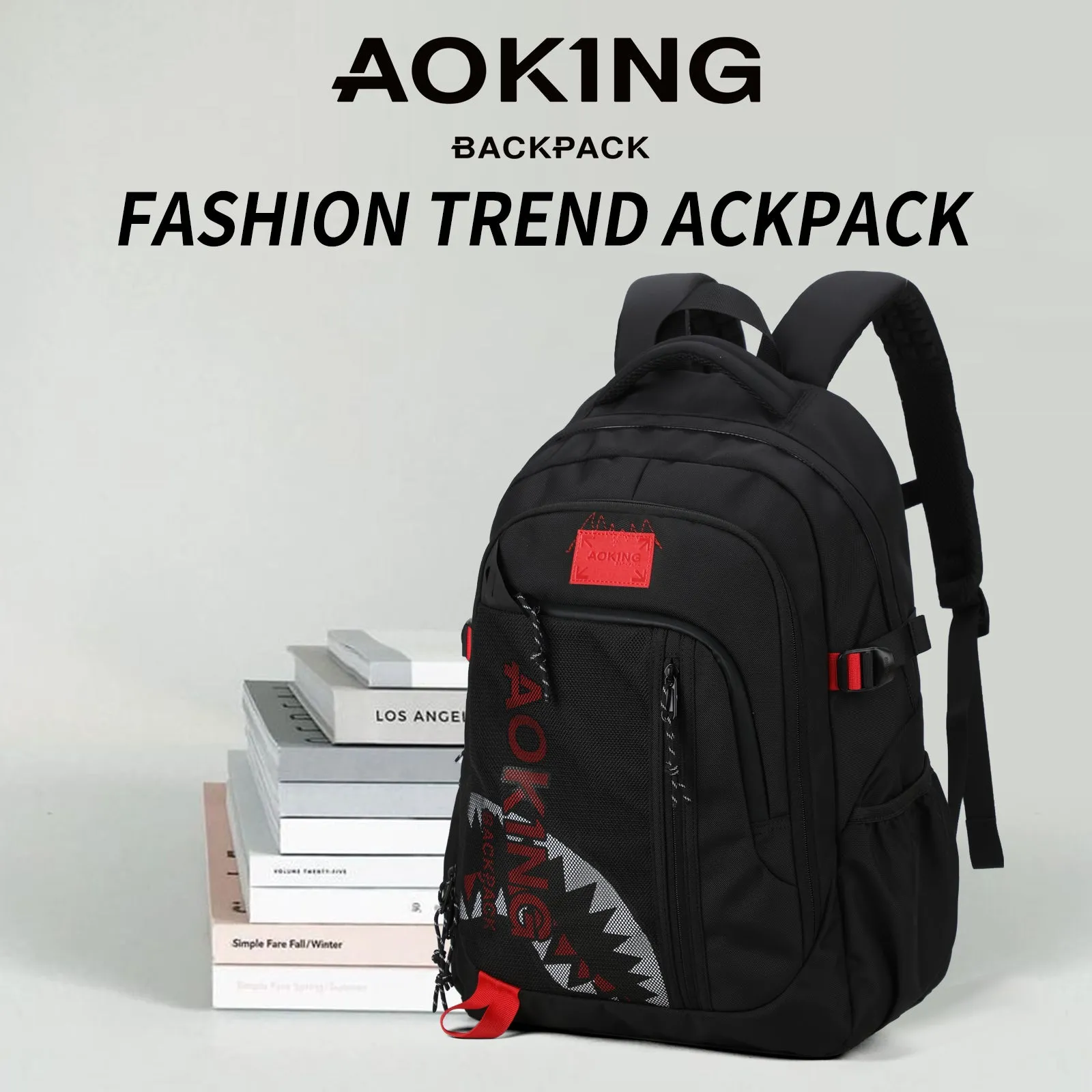 Aoking Backpack Big Shark Casual Backpack Student Bag XN3358