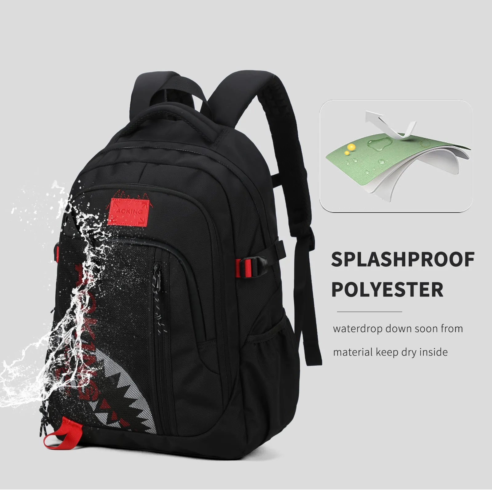 Aoking Backpack Big Shark Casual Backpack Student Bag XN3358