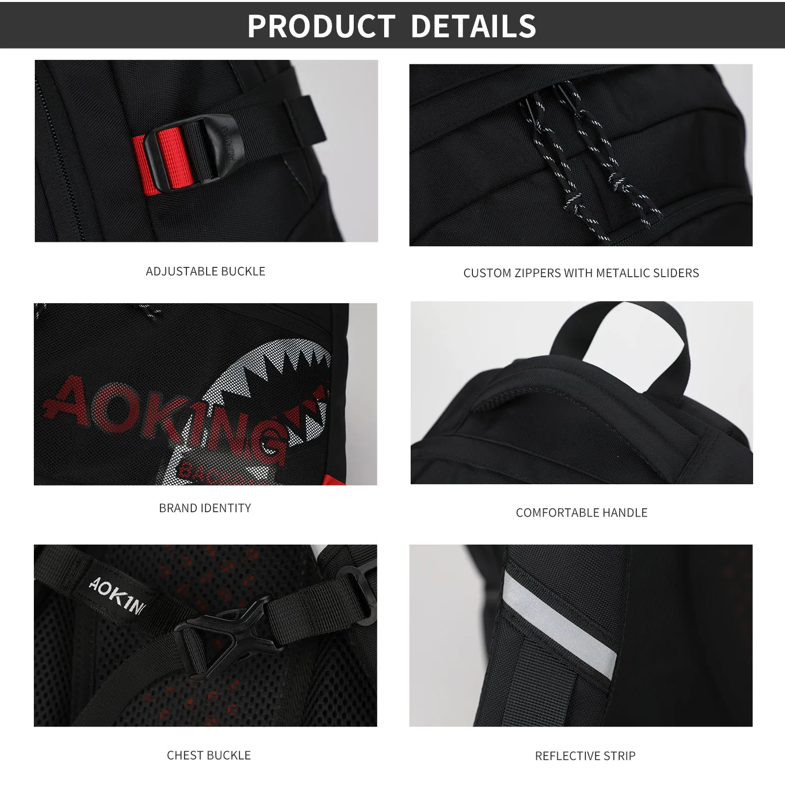 Aoking Backpack Big Shark Casual Backpack Student Bag XN3358