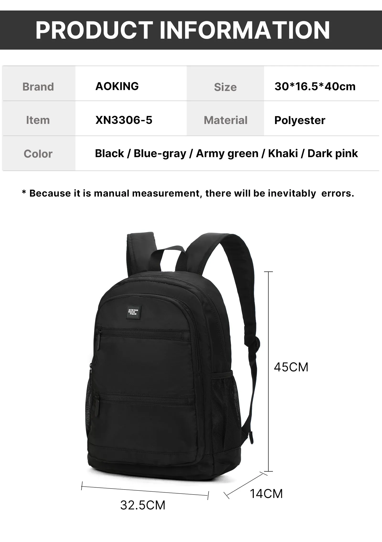 Aoking Backpack Casual Backpack Student Bag XN3306-5