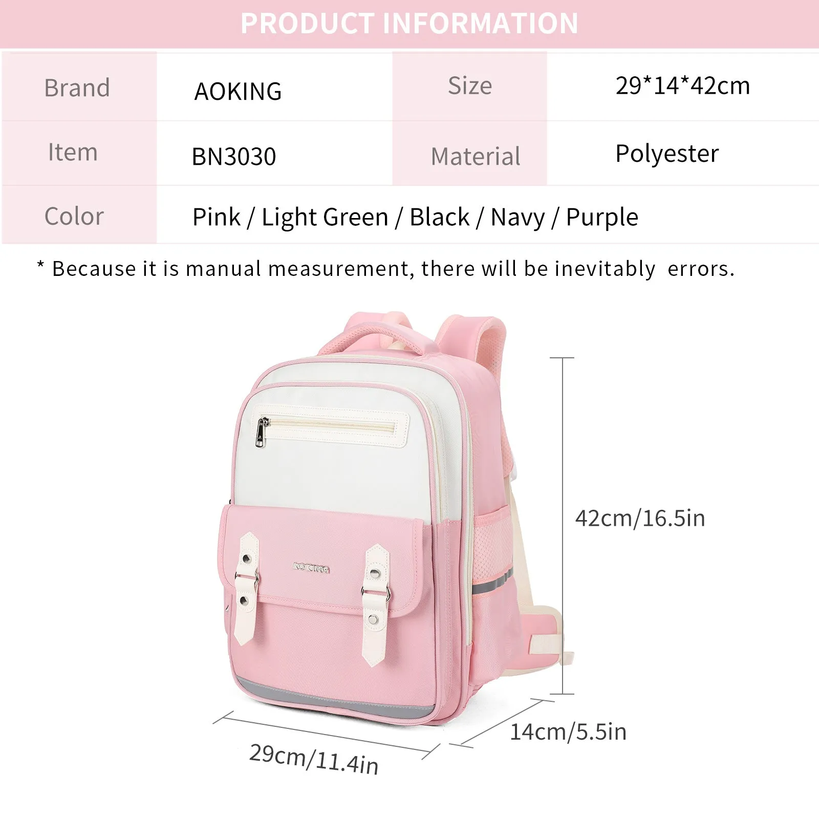 Aoking Casual Lightweight School Backpack BN3030