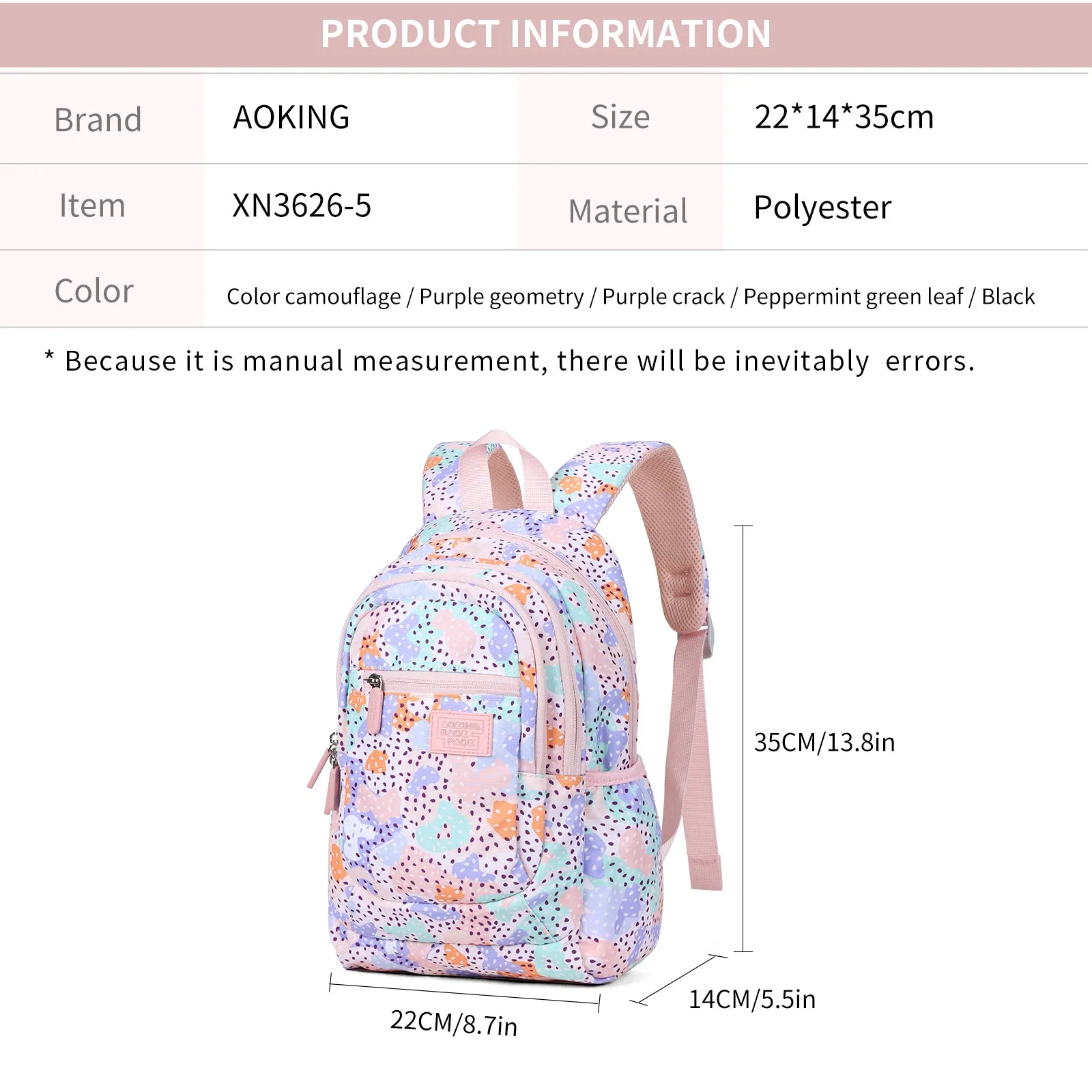 Aoking Casual Lightweight School Backpack XN3626-5