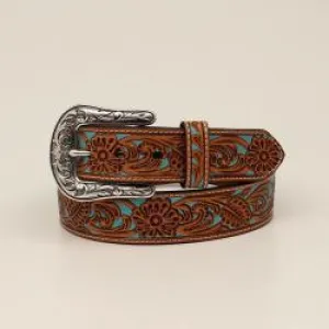 Ariat Ladies Floral w/ Turquoise underlay Western Belt
