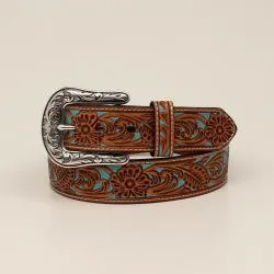 Ariat Ladies Floral w/ Turquoise underlay Western Belt