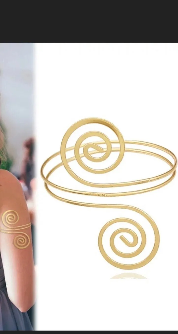 Armlet, arm cuff bracelet, gold armband, spiral metal bracelet , gold arm cuff bracelet, boho bracelet , upper arm bracelet
