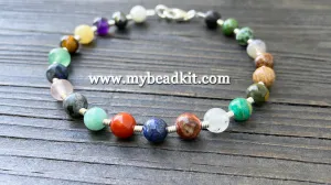 Around the World - Basic Beaded Bracelet Kit - 6mm Semi-Precious Stones