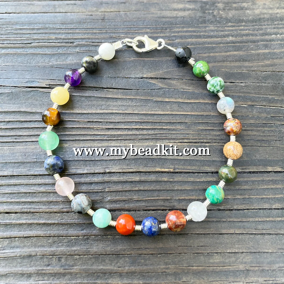 Around the World - Basic Beaded Bracelet Kit - 6mm Semi-Precious Stones