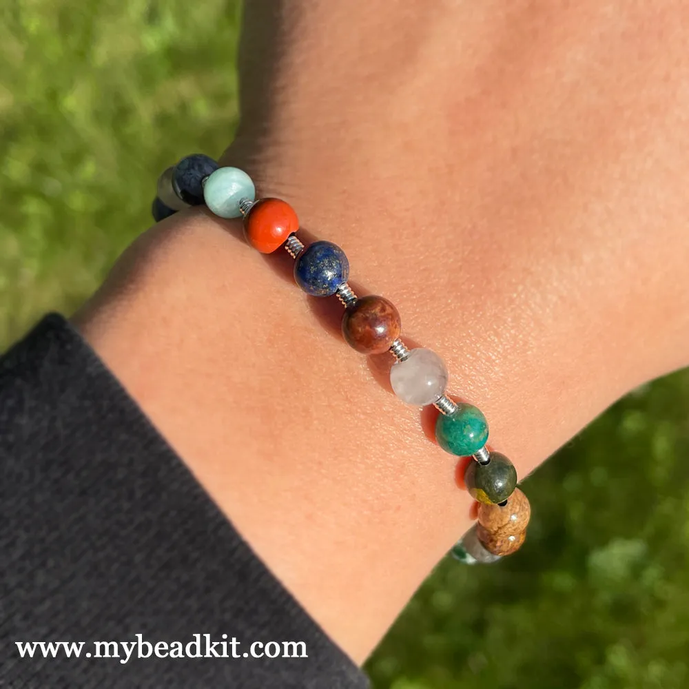 Around the World - Basic Beaded Bracelet Kit - 6mm Semi-Precious Stones