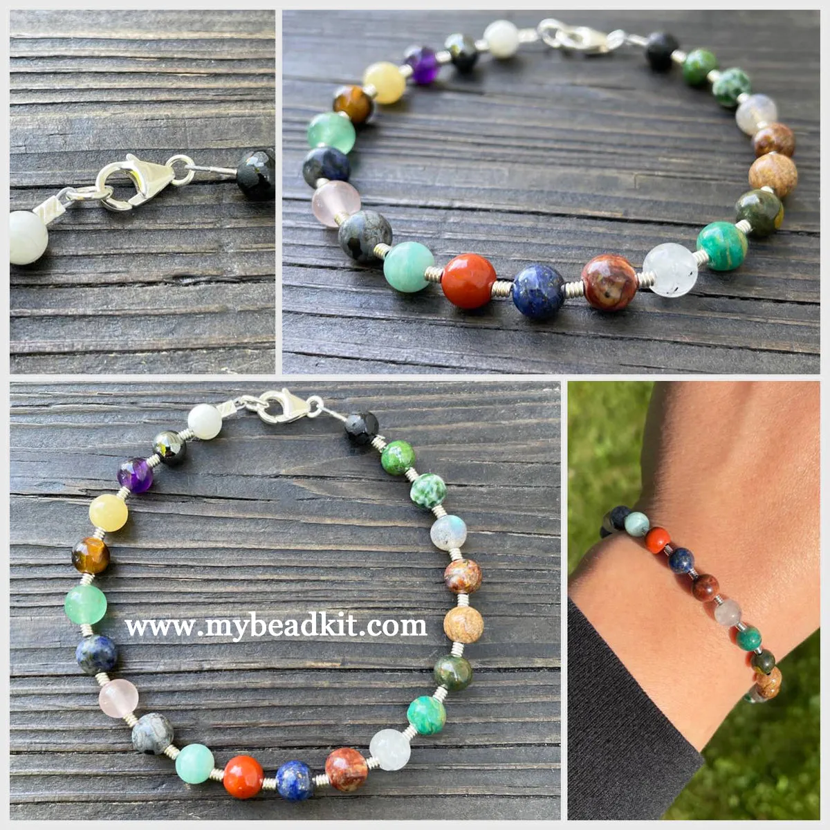 Around the World - Basic Beaded Bracelet Kit - 6mm Semi-Precious Stones