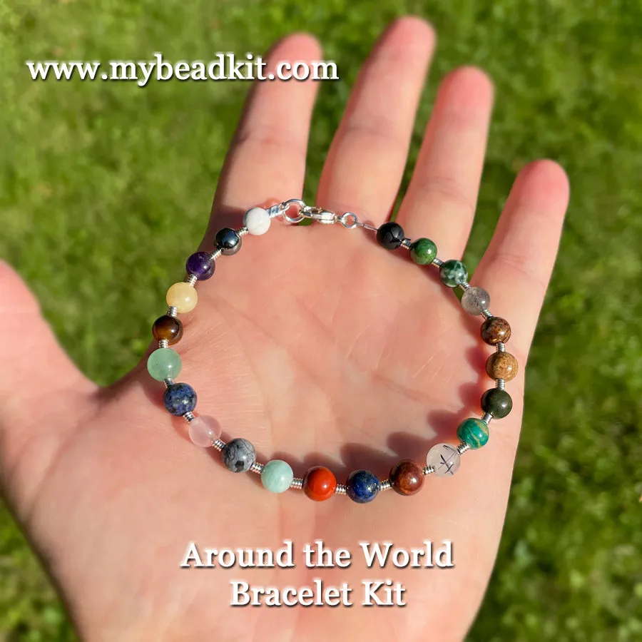 Around the World - Basic Beaded Bracelet Kit - 6mm Semi-Precious Stones