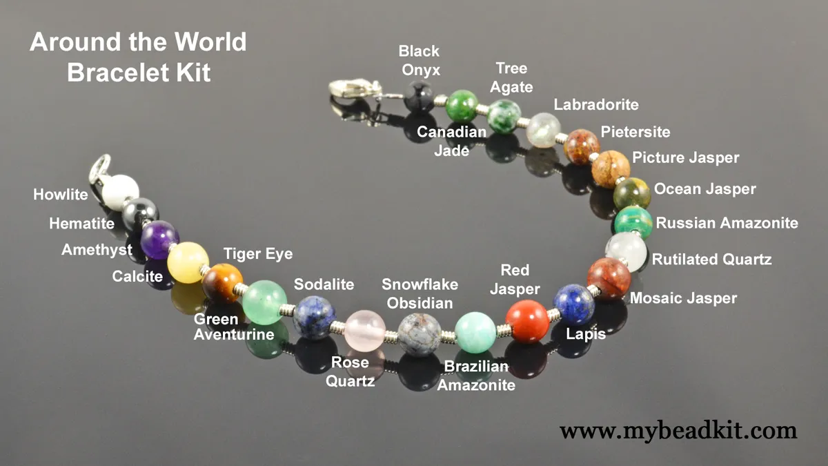 Around the World - Basic Beaded Bracelet Kit - 6mm Semi-Precious Stones
