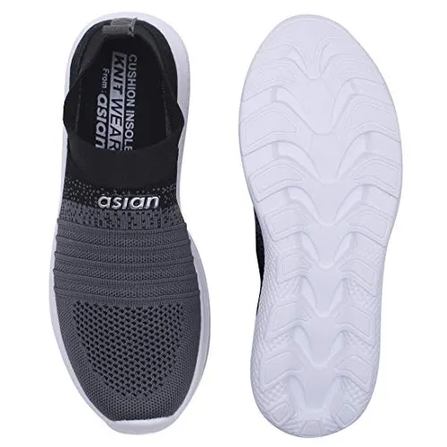 ASIAN Women's Elasto-02 Grey Knitted,Sports,Walking,Slipon Shoes UK-4