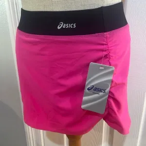 ASICS  skort mini skirt attached shorts, hot pink black stretch nwts women’s  XS