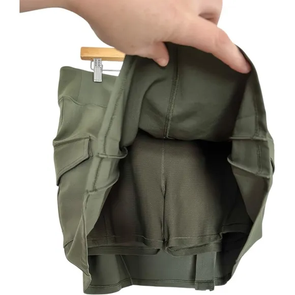 Athleta Endless High Rise Cargo Skort Aspen Olive Green Activewear Skirt Size 14