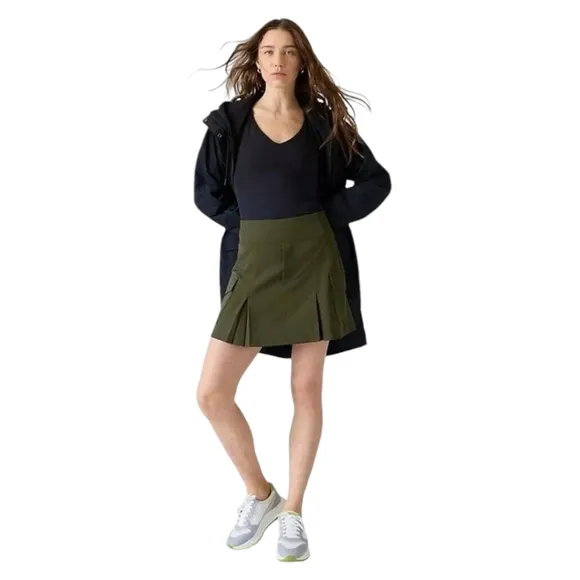 Athleta Endless High Rise Cargo Skort Aspen Olive Green Activewear Skirt Size 14