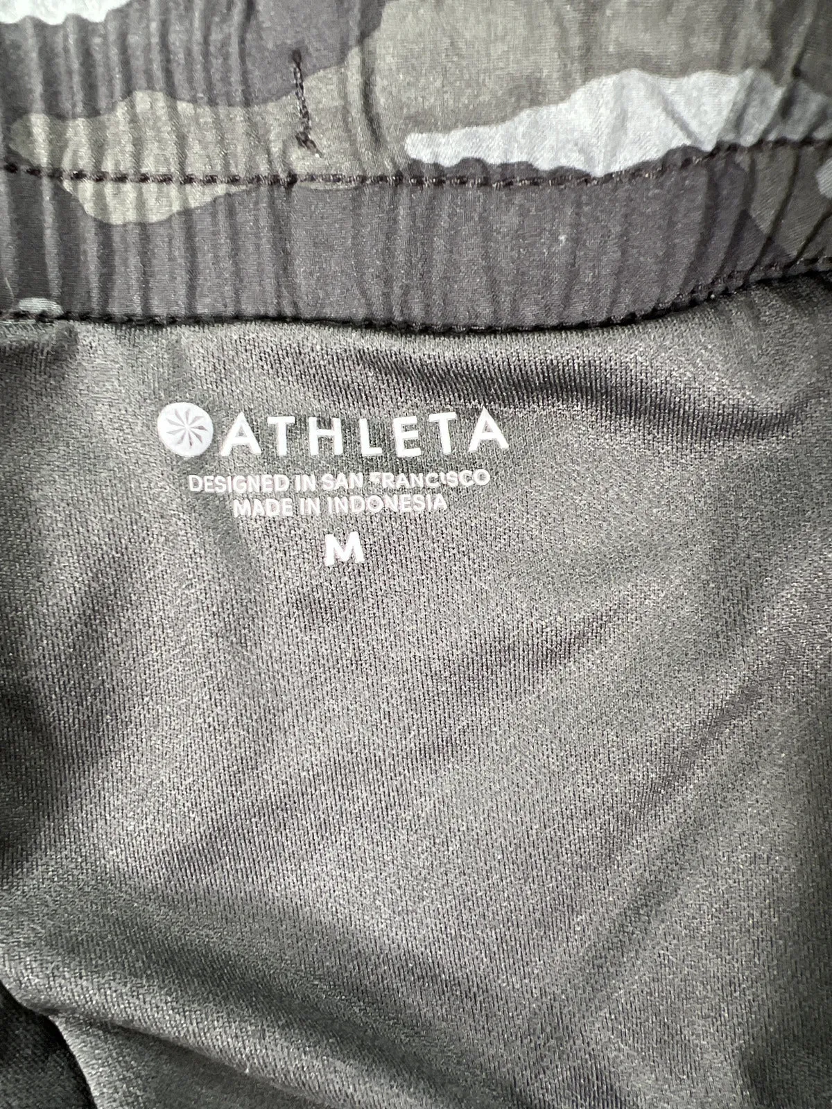 Athleta Women’s Green Printed Camo Lined Mesh Running Shorts - M