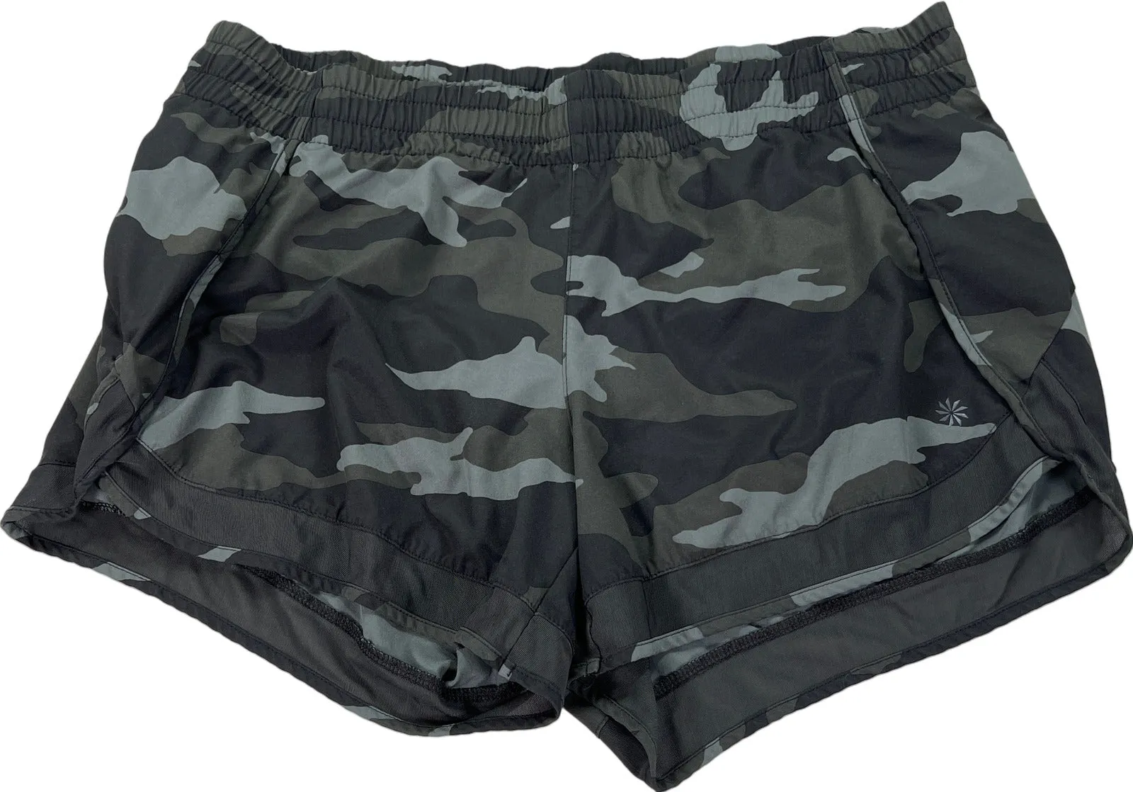 Athleta Women’s Green Printed Camo Lined Mesh Running Shorts - M