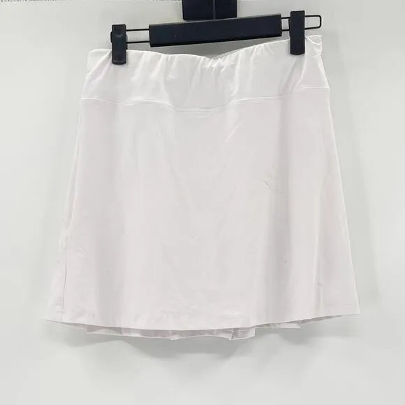 Athleta Women's White Pleated High Waist Tennis Gold Athletic Skirt Size L