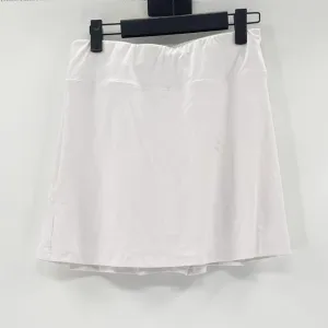 Athleta Women's White Pleated High Waist Tennis Gold Athletic Skirt Size L
