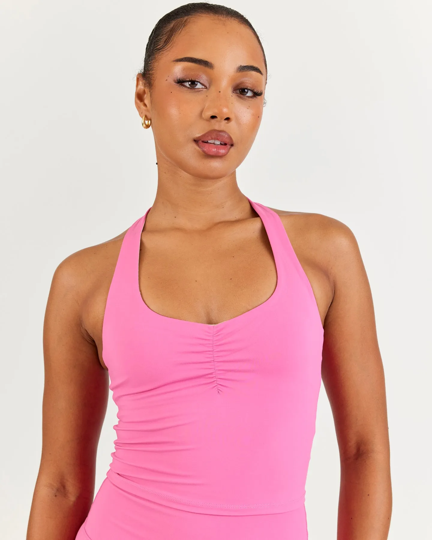 Aura Halter Scrunch Tank - Bubblegum