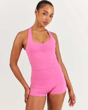 Aura Halter Scrunch Tank - Bubblegum
