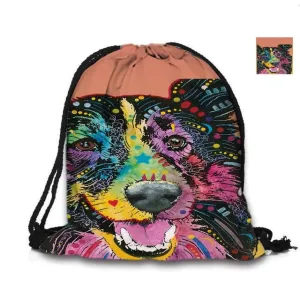 Australian Shepherd Drawstring Bag Cute Pet Dogs Custom Animal Backpack Border Collie Printed Double Sides For Woman School Girl