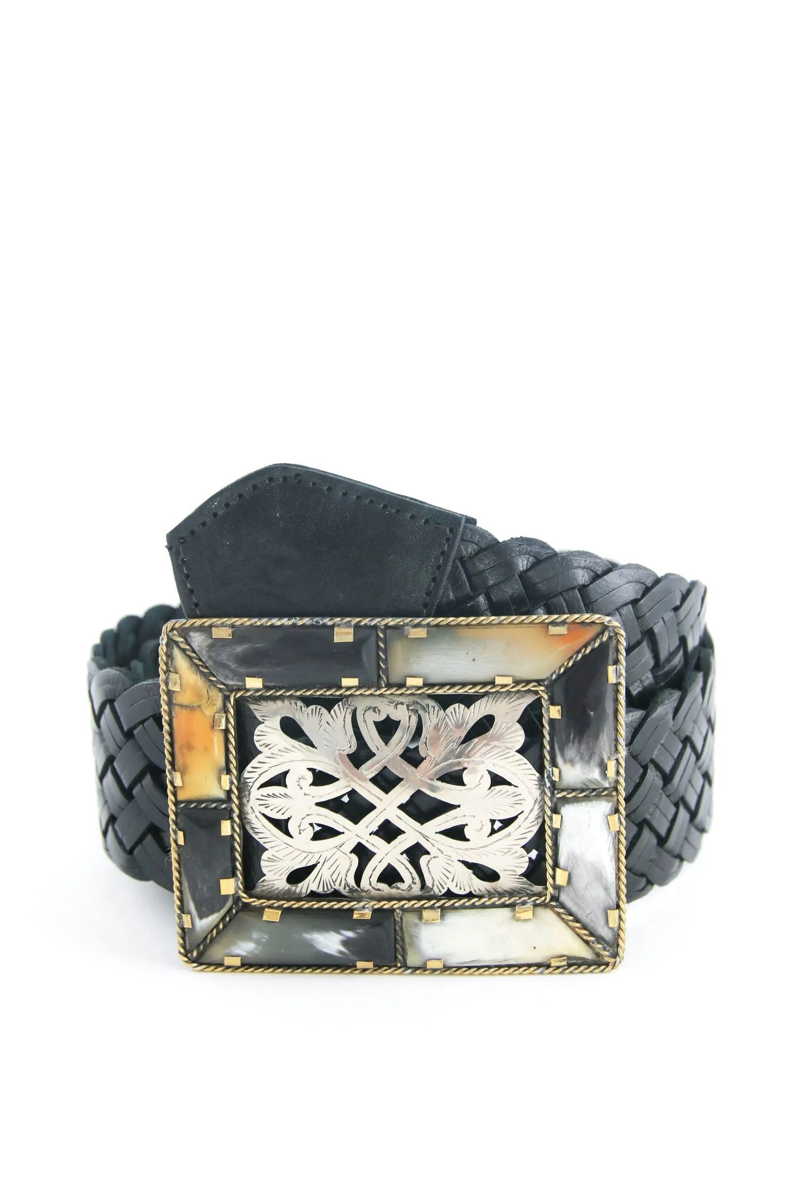 Aziza Wide Belt Bone Filigree Buckle