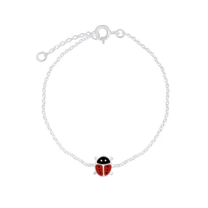 Baby Anklet/Children's Bracelet:  Sterling Silver Ladybug Anklet/Bracelet 14cm   2cm Extension