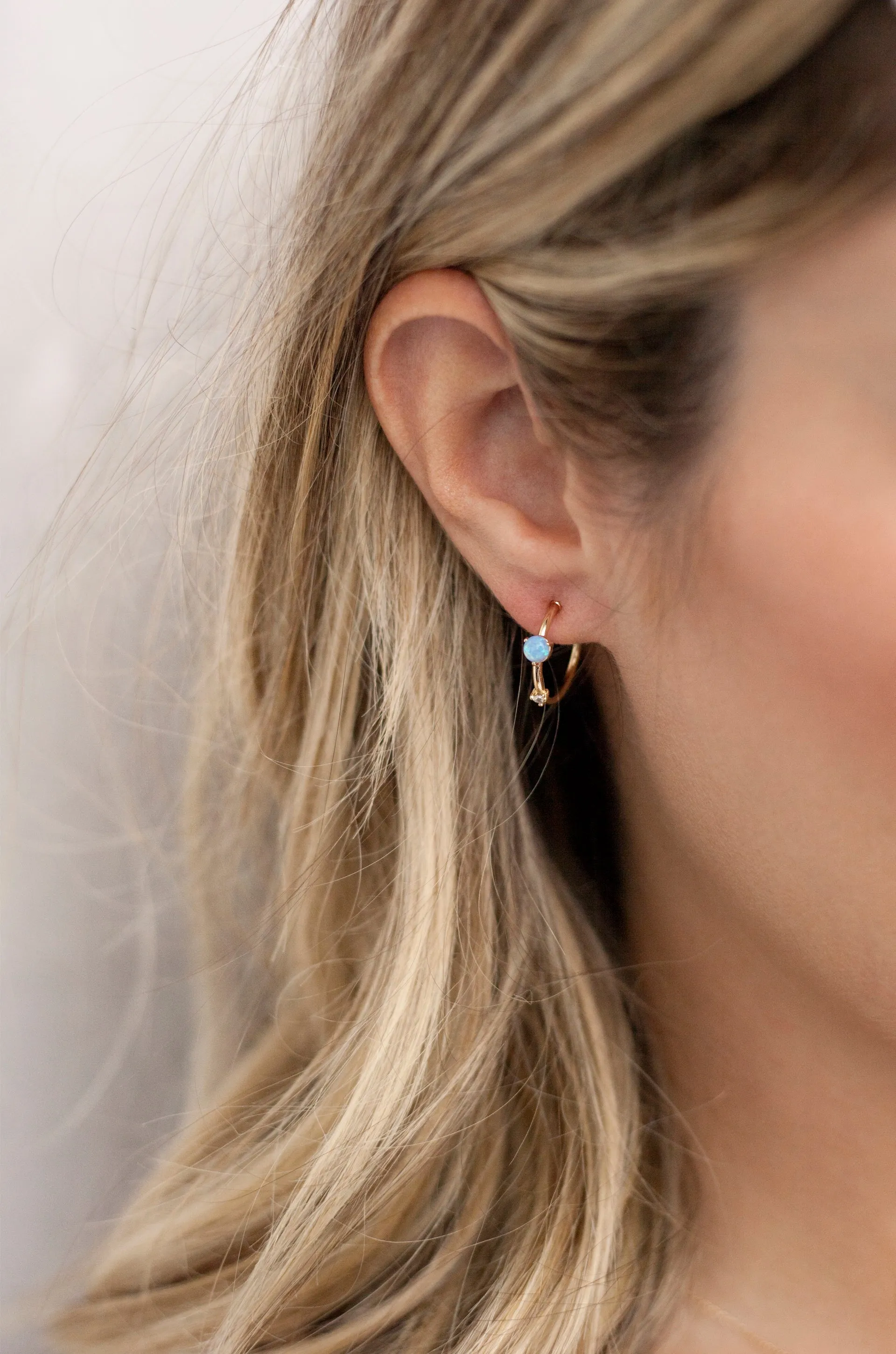 Baby Blue Kyocera Opal Hoops