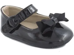 Baby Deer Black Patent Bow Mary Jane Crib Shoes Girls Newborn Size 0