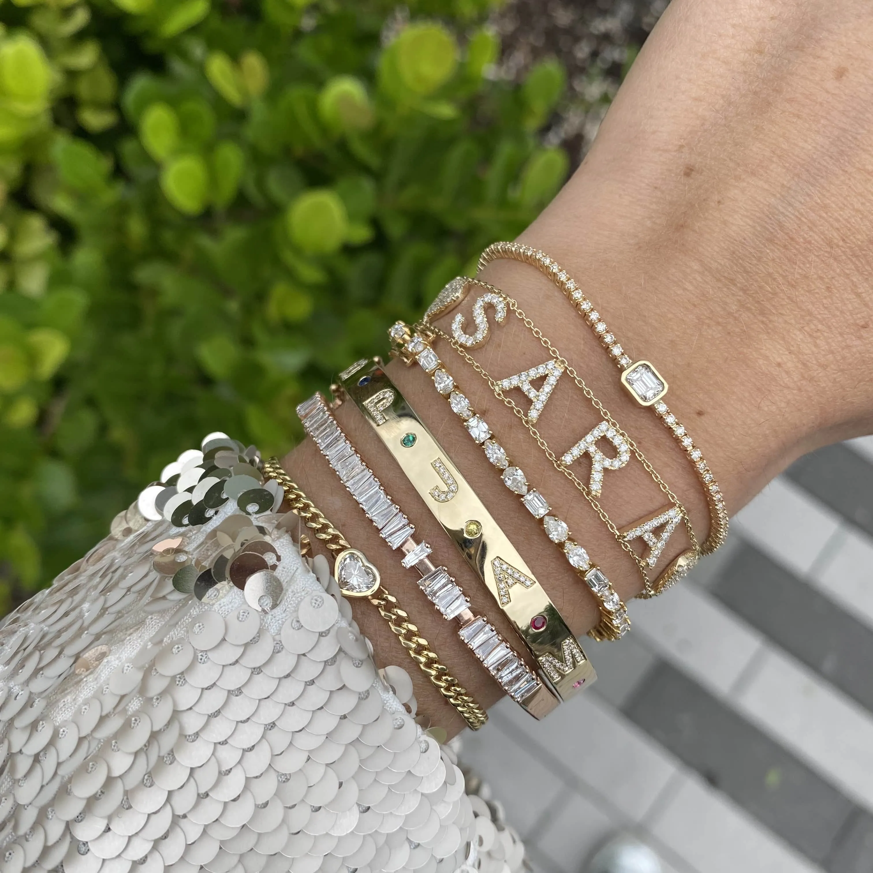 Baguette Diamonds Sliding Bangle